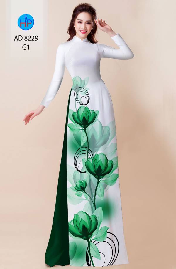 Vải Áo Dài Hoa In 3D AD 8229 16